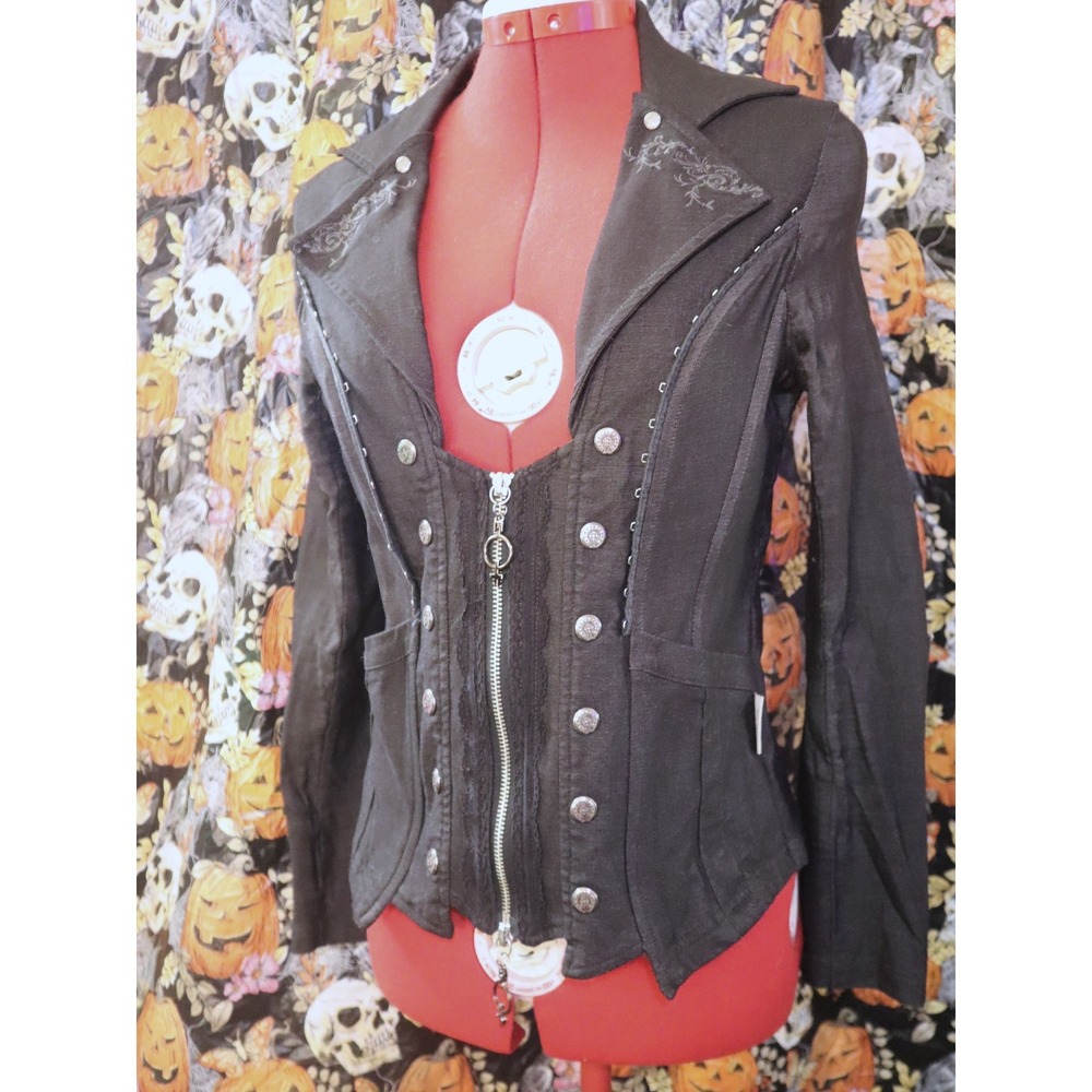 Black Corset Jacket Rozen Kavalier OzzOn Gothic Blazer Military Lolita JFashion